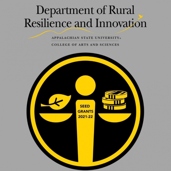 Rural Resilience and Innovation Inaugural Seed Grants graphic with department titlemark and graphic depicting award and sustainability