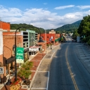 Arial scene of downtown boone, photo by university communications