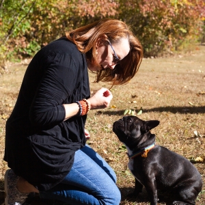 Ann Wortinger with her grand-frenchie Josie