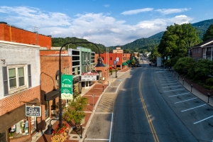 Arial scene of downtown boone, photo by university communications